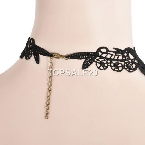 Women Victorian Lace Choker Necklace Metal Cameo Jewel Steampunk