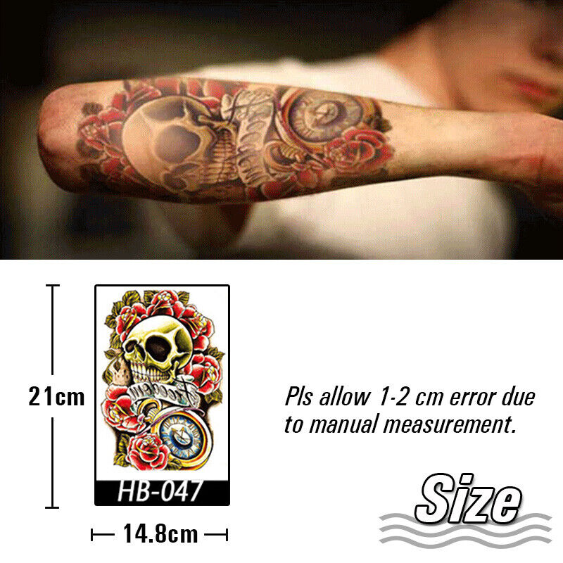 2Pcs Temporary Tattoo Sticker Waterproof Large Fake Tattoos Removable Body Art B