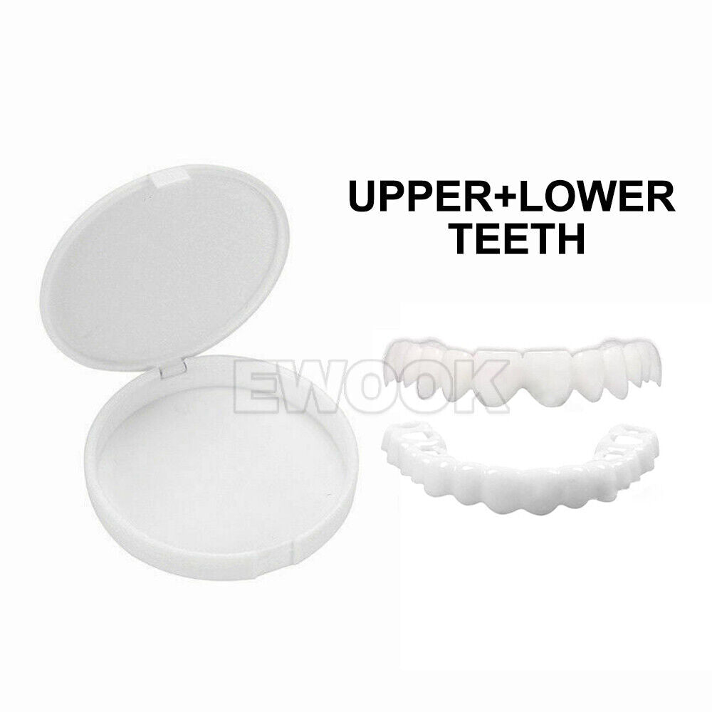 Snap On Bottom /Upper Lower False Teeth Dental Veneers Dentures Fake Tooth Smile