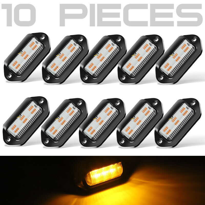 10pcs 6 LED License Number Plate Light Side Lamp for Truck SUV Trailer Lorry 12/24V