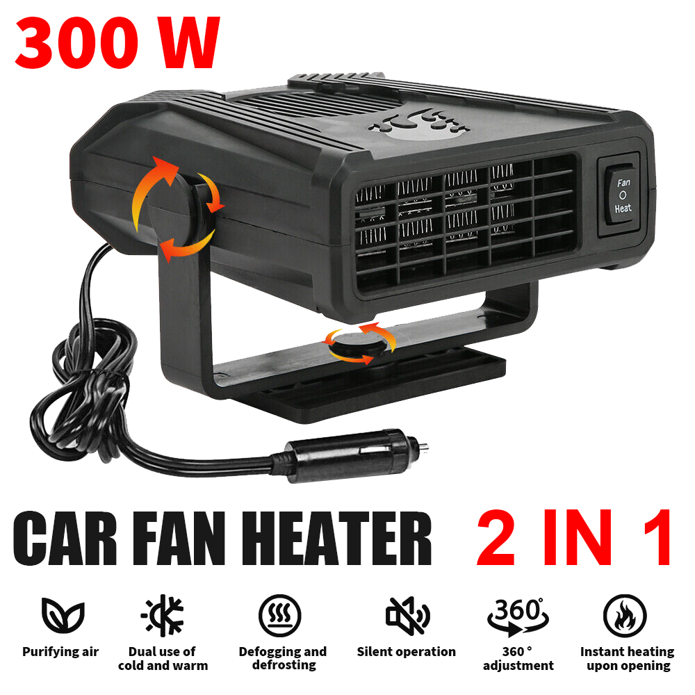 Portable Car Fan Heater Vehicle Heating Windscreen Defroster Demister 12V 300W