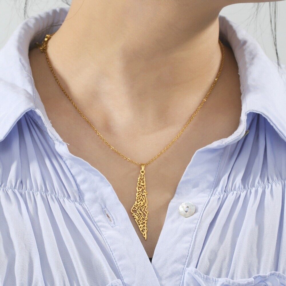 Gold Color Chain Palestine Map Necklace Lightweight Necklaces Jewelry Men