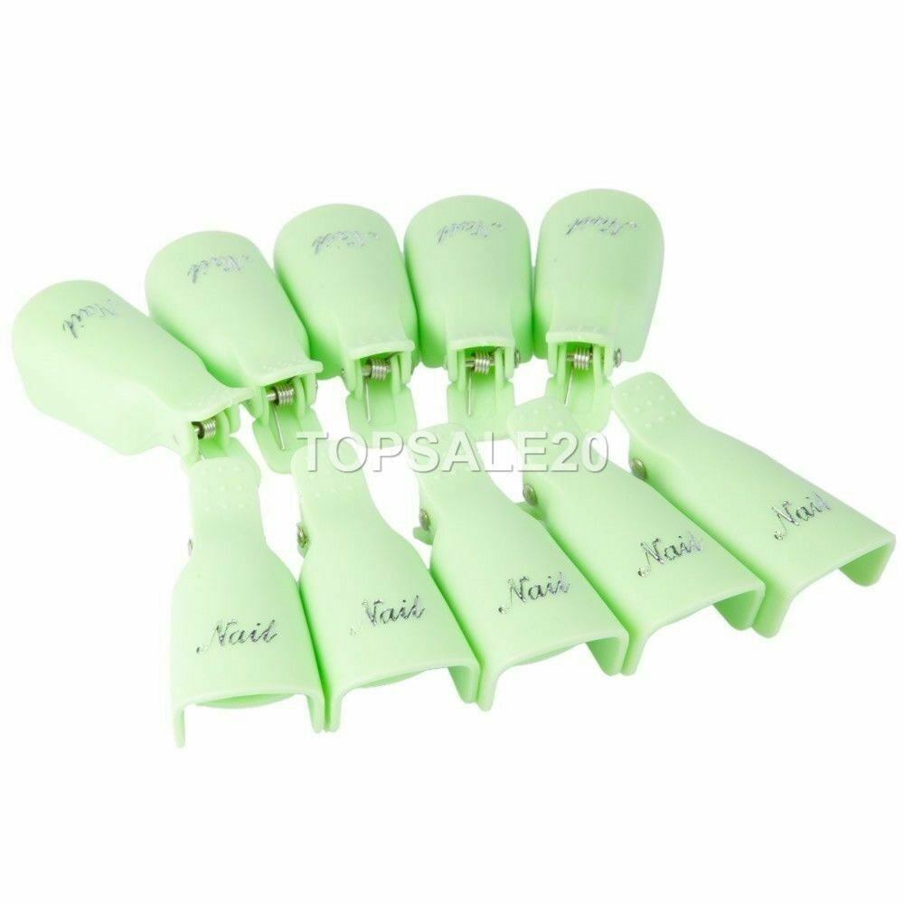 10PCS Plastic Nail Soak Off UV Gel Art Polish Remover Wrap Clip Cap