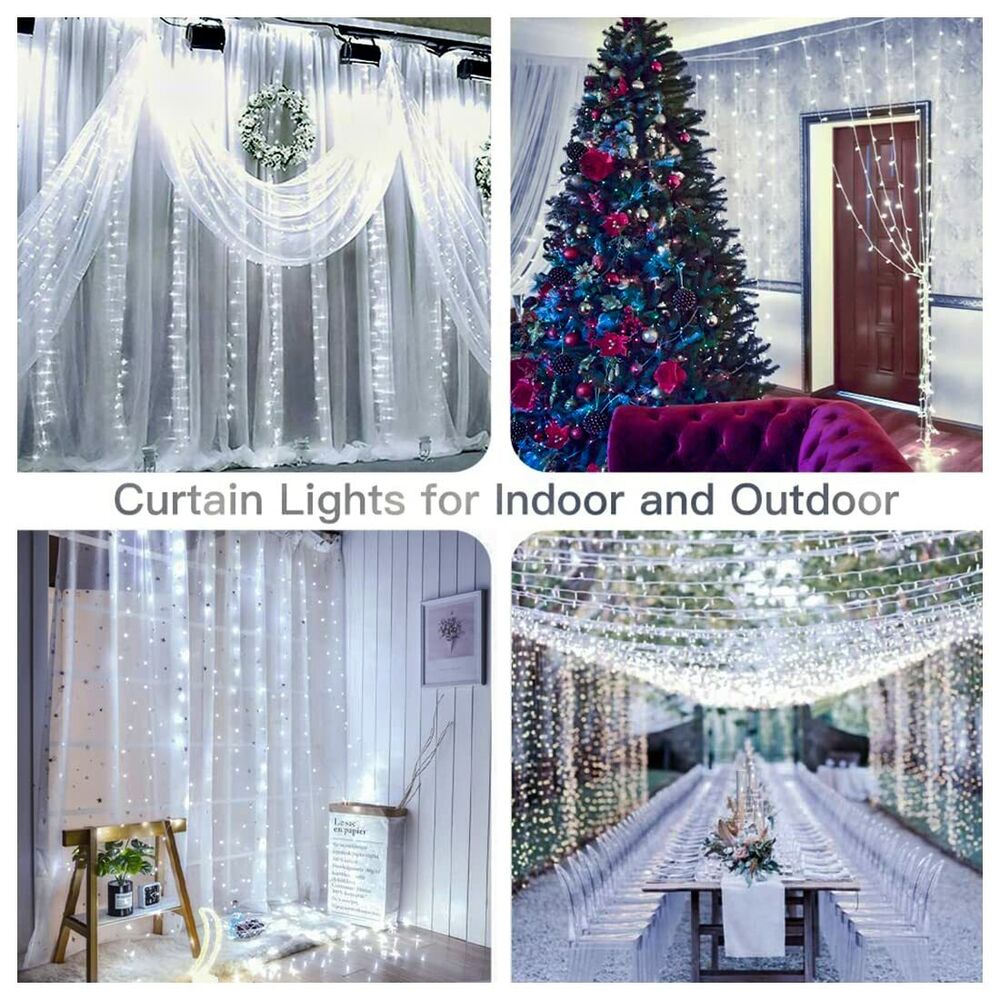 300 LED Window Curtain String Light Christmas Party Outdoor Indoor Decorations