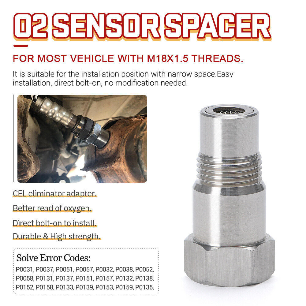 4xOxygen O2 Sensor Spacer Adapter Catalytic Converter Fix Engine Light Bung M18