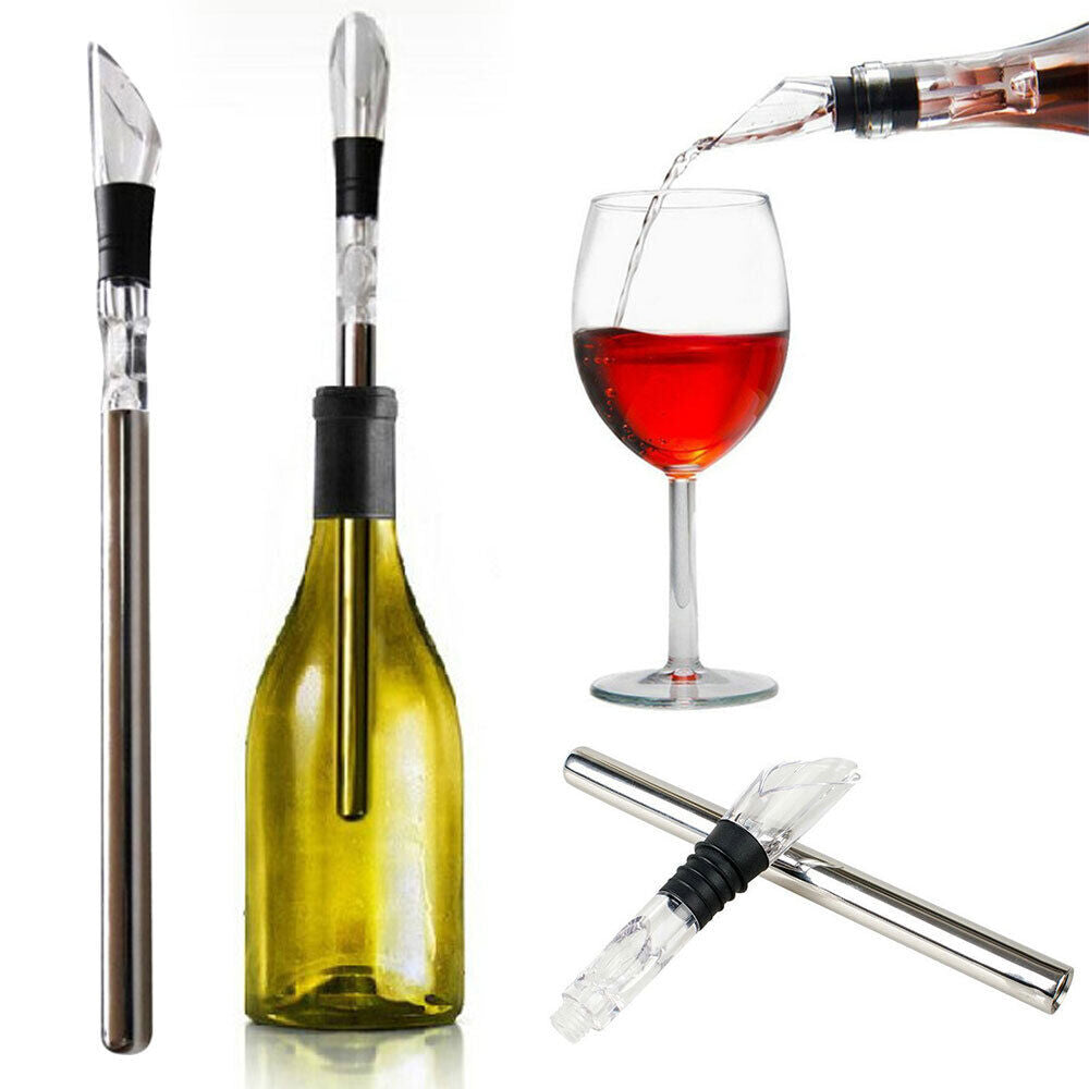 Bartender Deluxe Wine Chill Stick Stainless Steel Bottle Chiller Cooler Pourer