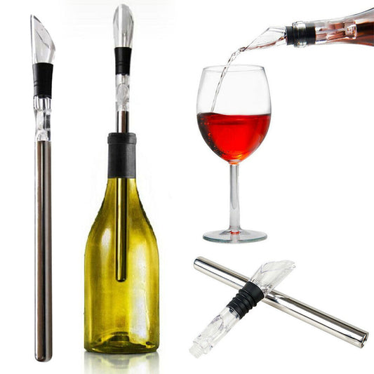 Bartender Deluxe Wine Chill Stick Stainless Steel Bottle Chiller Cooler Pourer