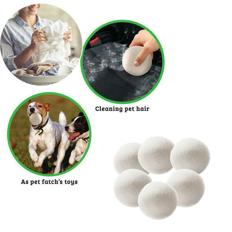 6pcs 6cm Reusable Wool Dryer Balls Drying Fabric Softner Clothes Wrinkles Reduce