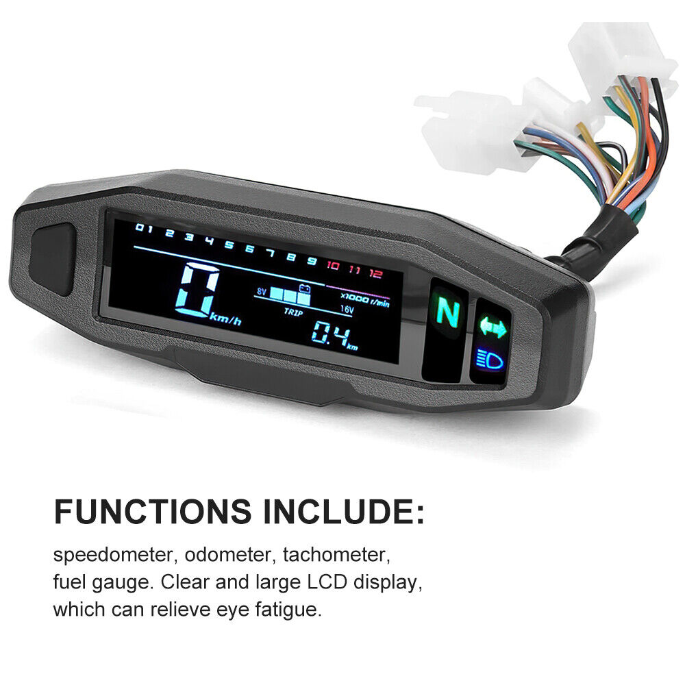 Universal LCD Digital Motorcycle Meter Speedometer Digital Odo-meter Electric