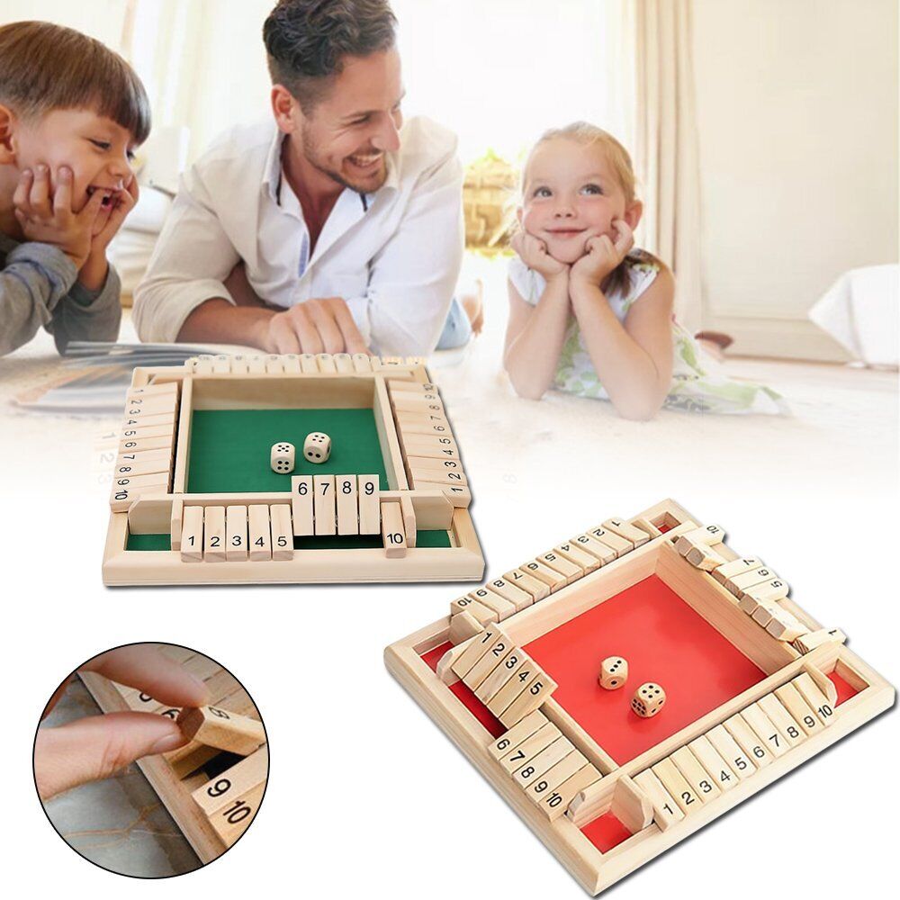 Shut the Box Game Wooden Board Number Drinking Dice Toy Family Traditiona