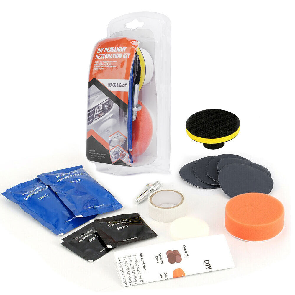 1 set Pro Car Vehicle Headlight Restoration Kit Polishing Sanding Cleaner Repair Tool