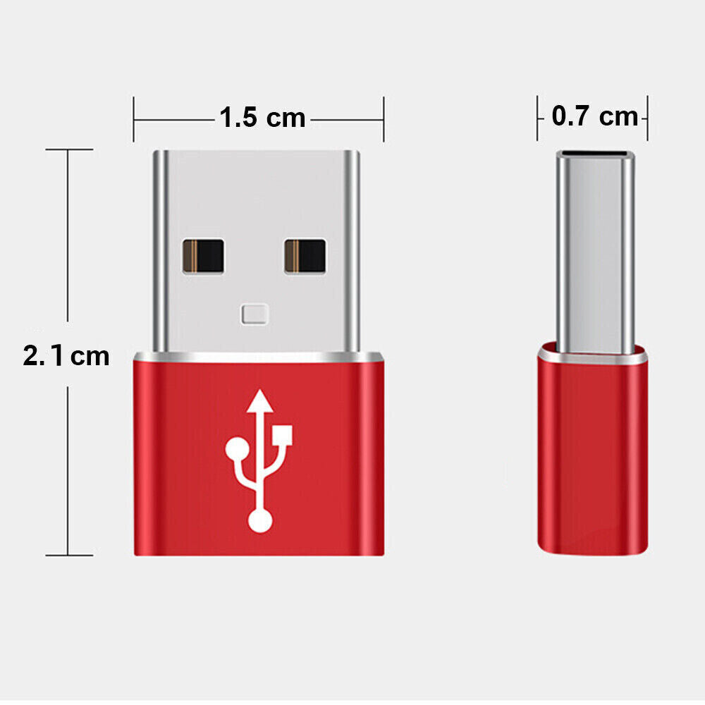 3pcs USB Type A Male to USB C Type C Female Charging Port Adapter Fast Converter