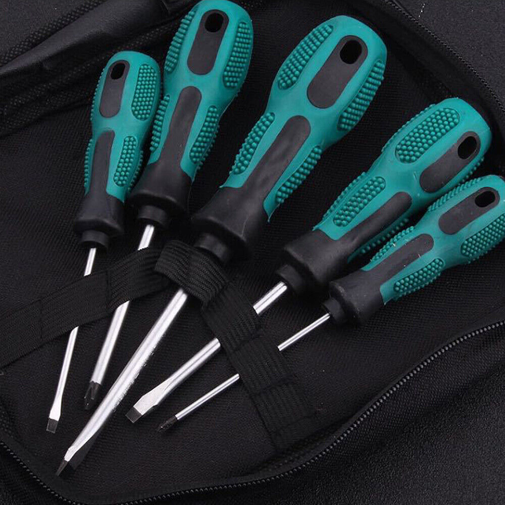 Screwdriver Set 9 Piece with storage bag CRV magnetic tips Phillips Flat blade