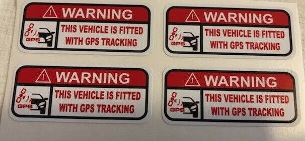 4 x SMALL GPS Tracking warning sticker tracking