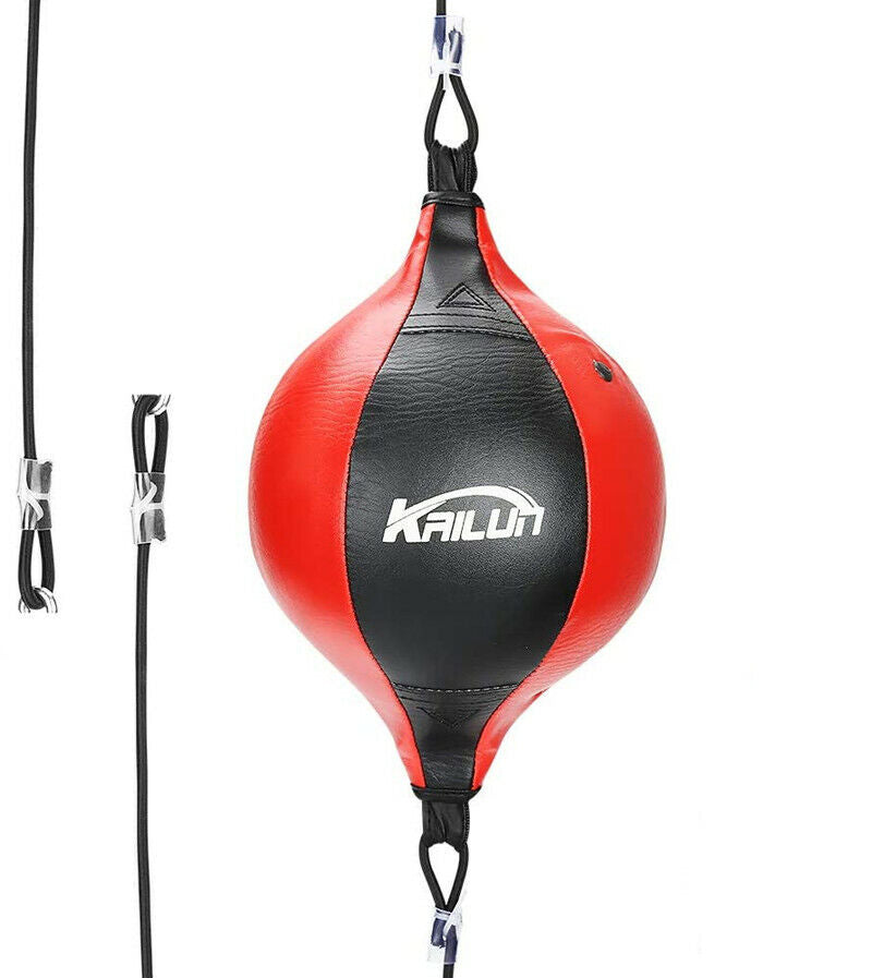 Speed Ball Boxing Floor to Ceiling PU Double End Punching Training Bag Black Red