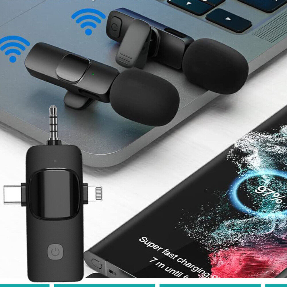 3 in 1 Dual Wireless Lapel Microphone Micro Telephone For Android Iphone Camera