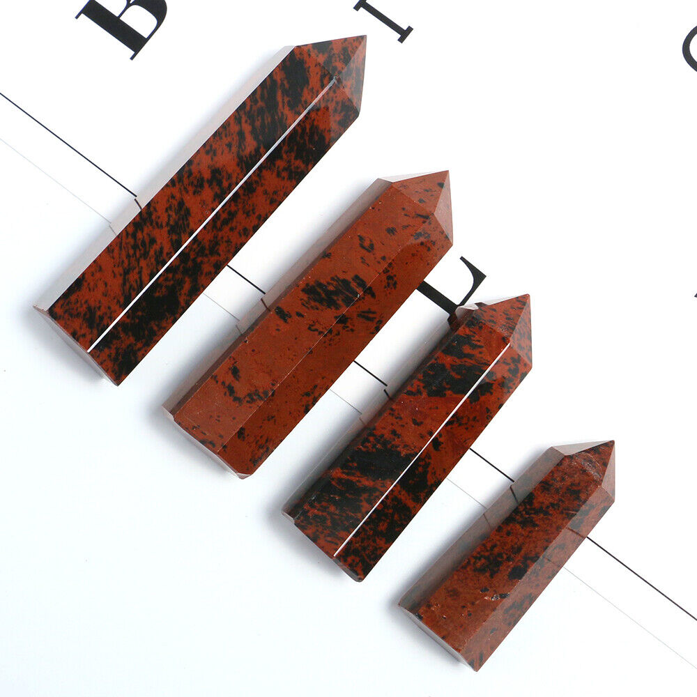 4~8cm Natural Mahogany Red Obsidian Obelisk Tower Crystal Quartz Point Wand