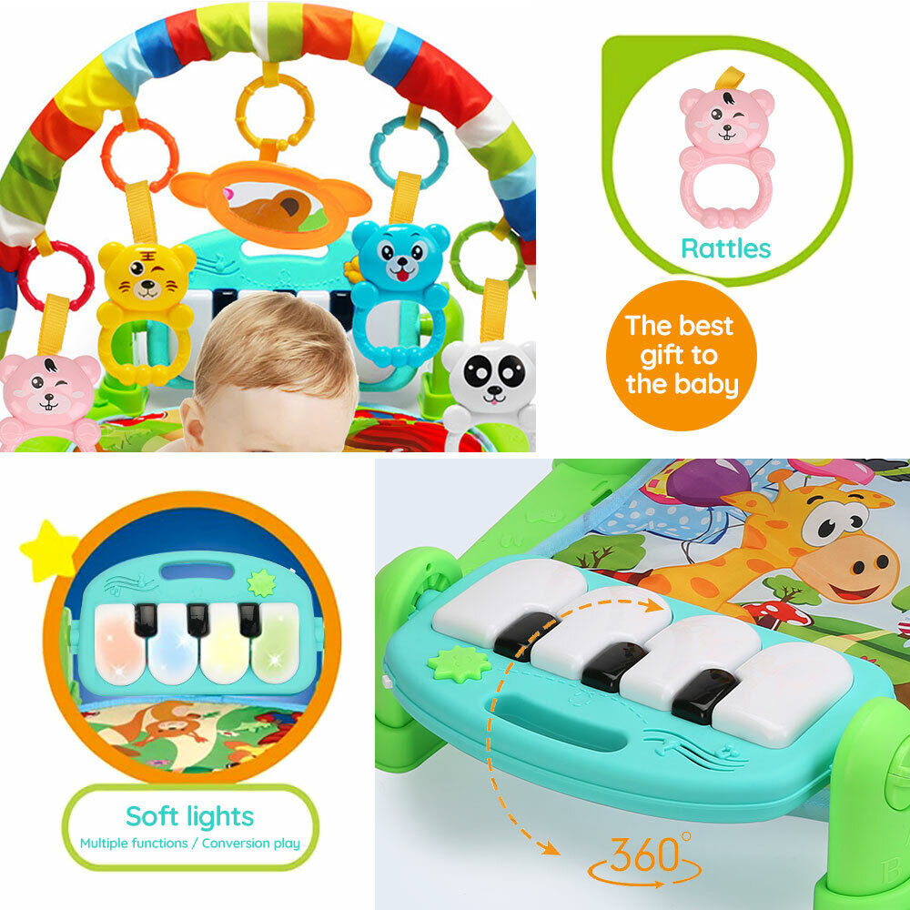 Baby Play Gym Infant Mats Rack Toy Activity Centre Floor Music Piano Soft Lights