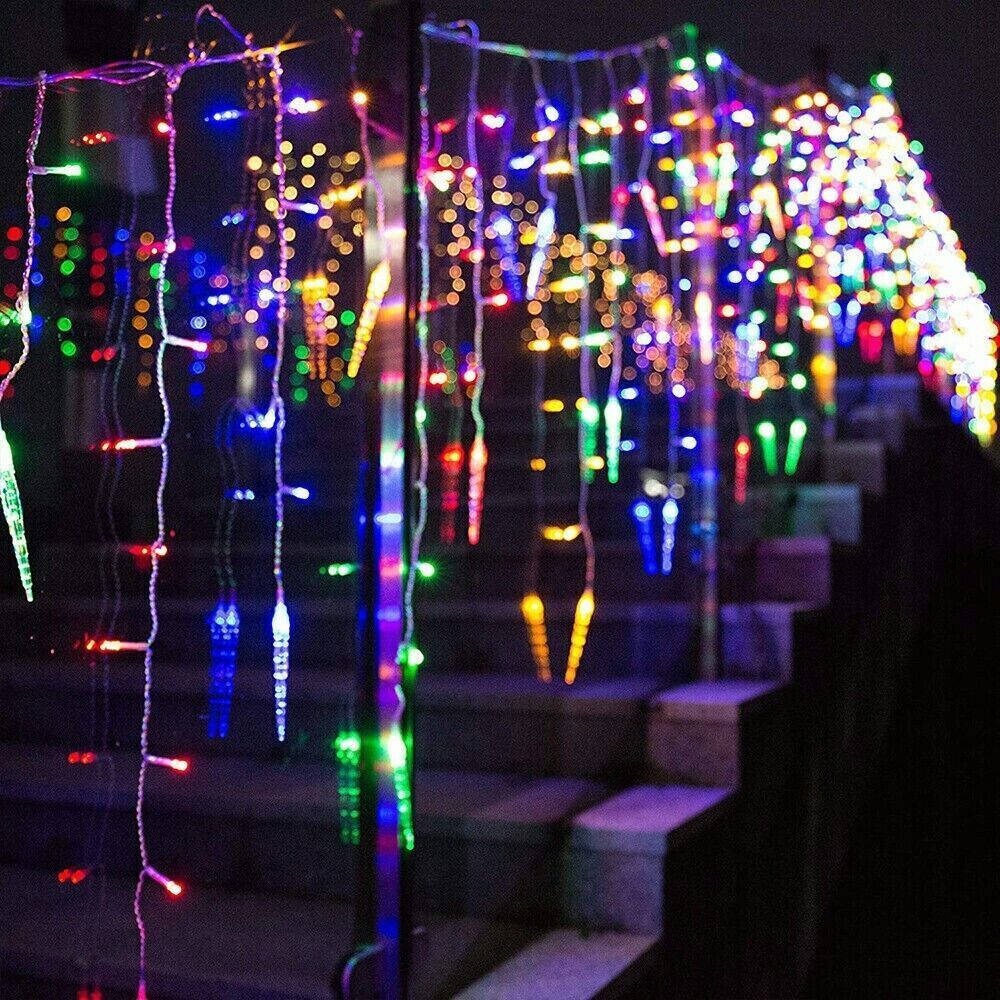 LED Icicle Falling Rain Curtain Fairy String Lights Outdoor Christmas Xmas Party