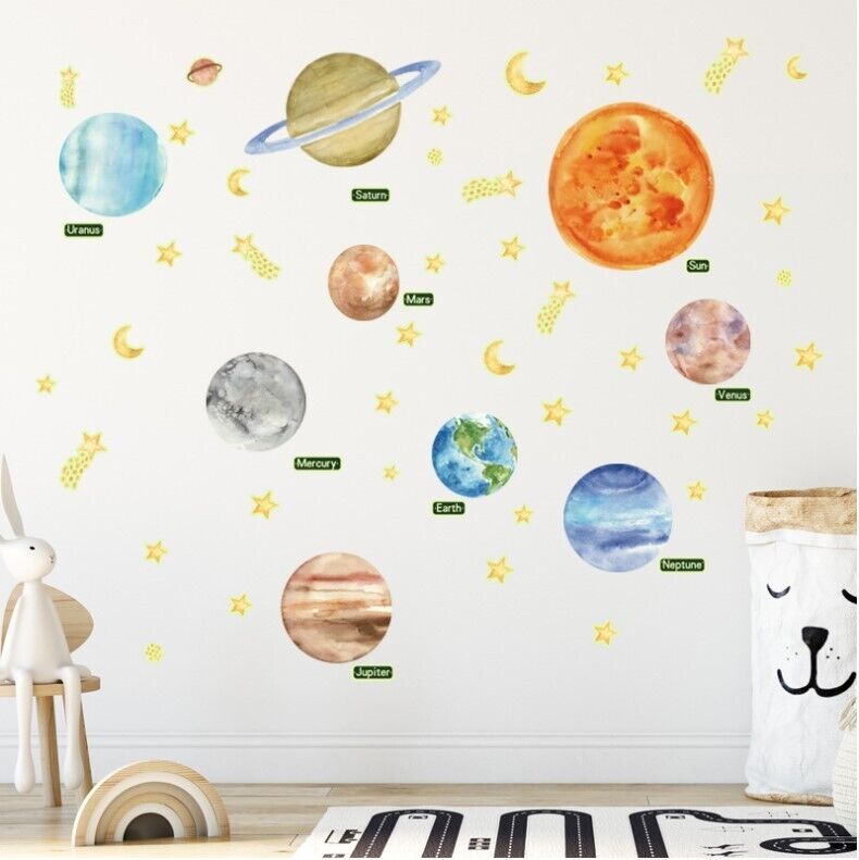 Glow In The Dark Galaxy Planets Wall Decal Sticker Ceiling Home Room Decor