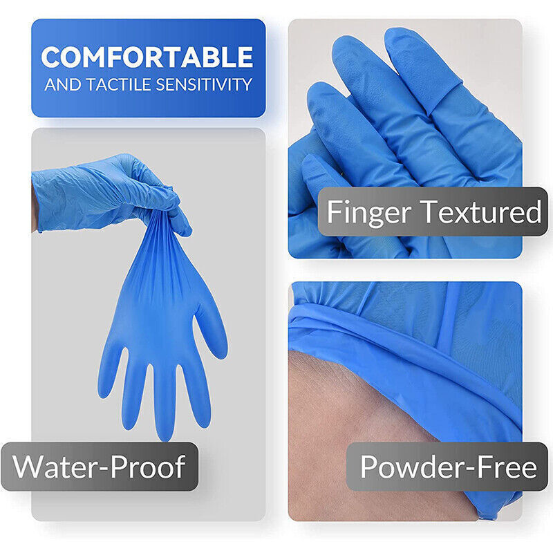 500xBlue Nitrile Gloves Thick 5g Powder Free Industrial Medical Mechanic Tattoo