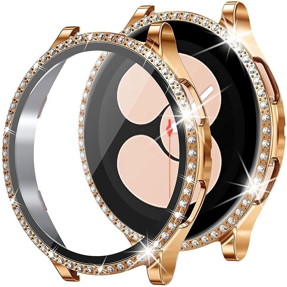 For Samsung Galaxy Watch 7 6 5 4 40 44mm Bling Metal Watch Band + Diamond Case