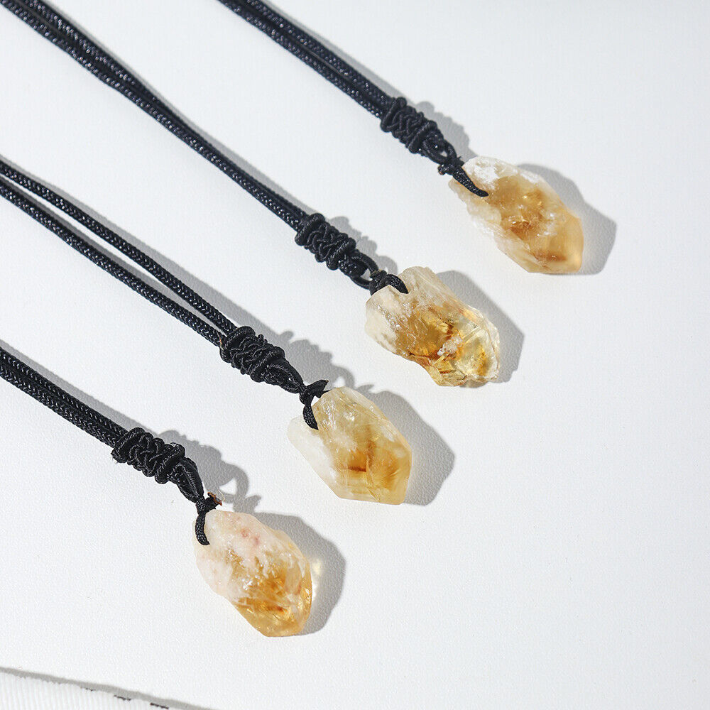 Natural Citrine Crystal Pendant Necklace Gem Stone Quartz Reiki Healing