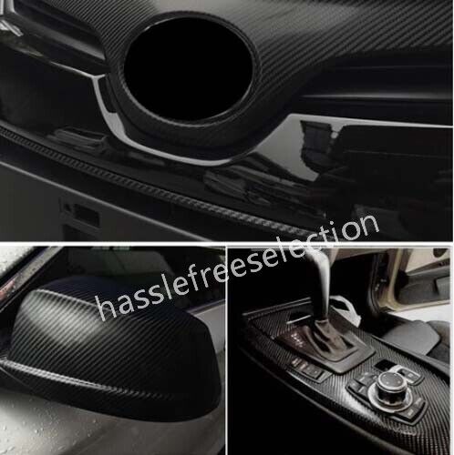 50x151cm 4D Gloss Black Carbon Fibre Car Vinyl Wrap Film Air Release Fiber DIY