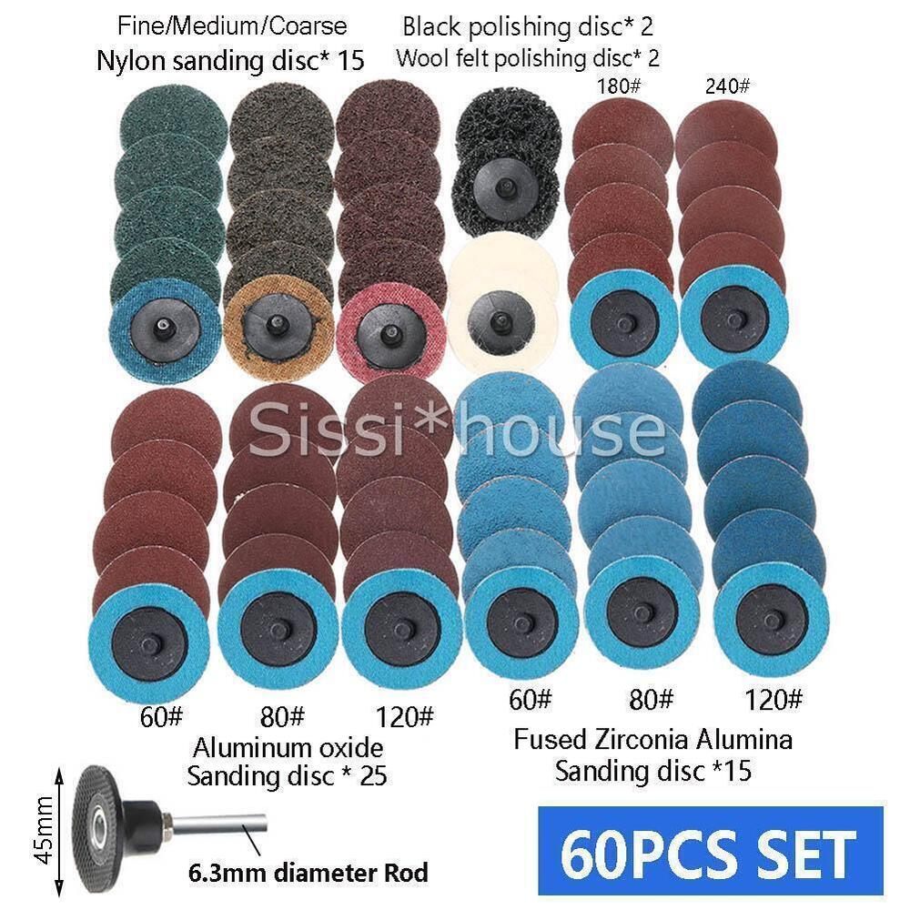 60X / SET Type R Roll Lock Quick Change Discs Die Grinder Sanding Pads 2 inch