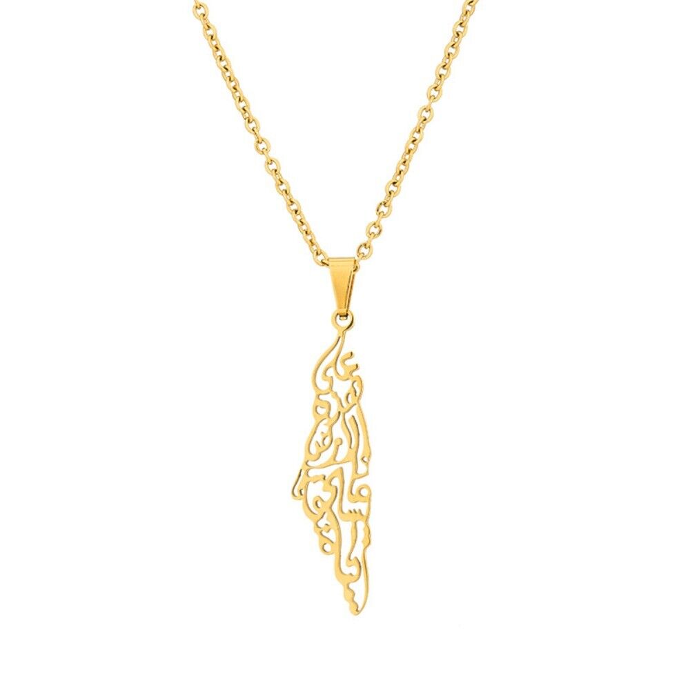 Gold Color Chain Palestine Map Necklace Lightweight Necklaces Jewelry Men