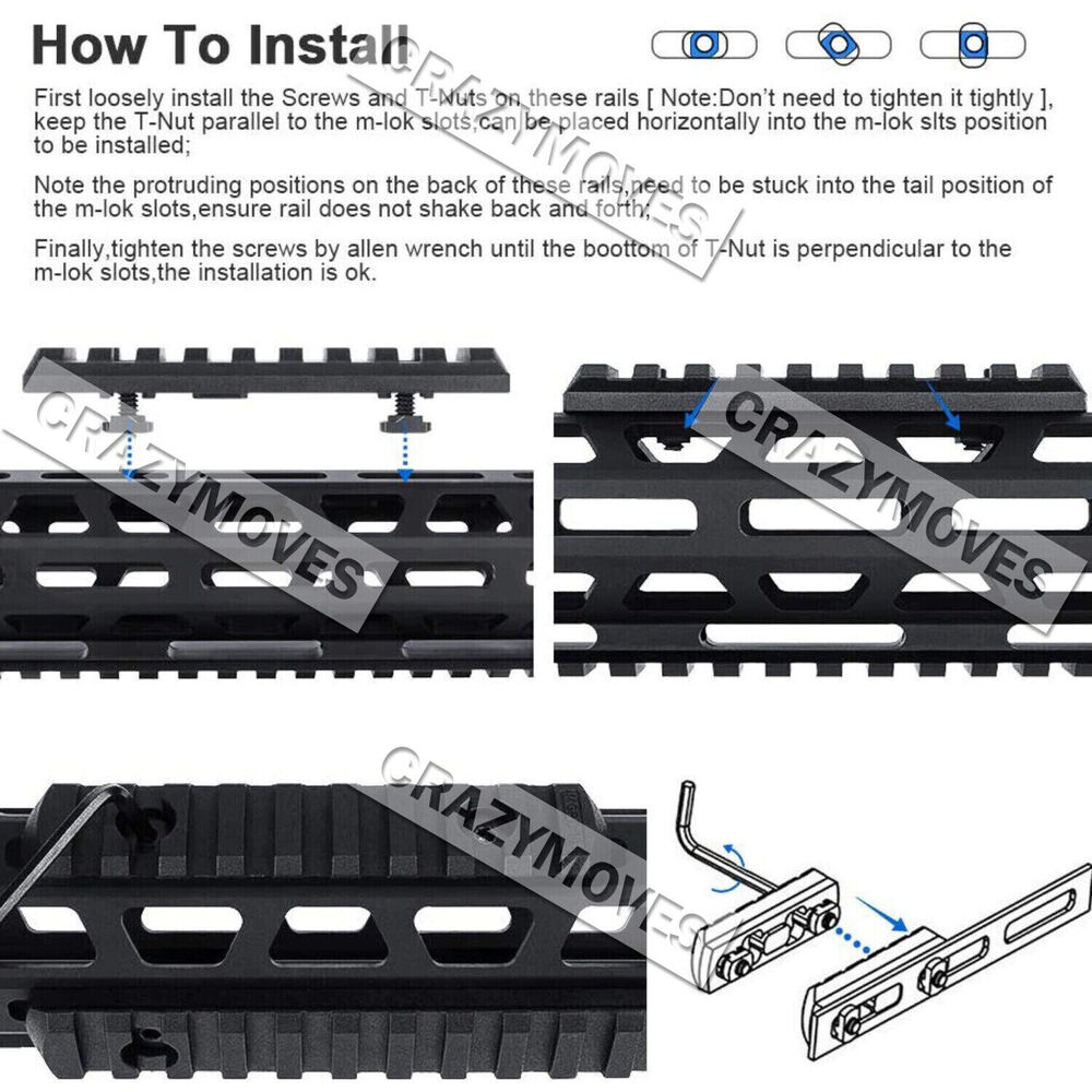 1 Set Rail Section M-Lok Weaver Picatinny Rail Adapter Extend Rail 13 Slot