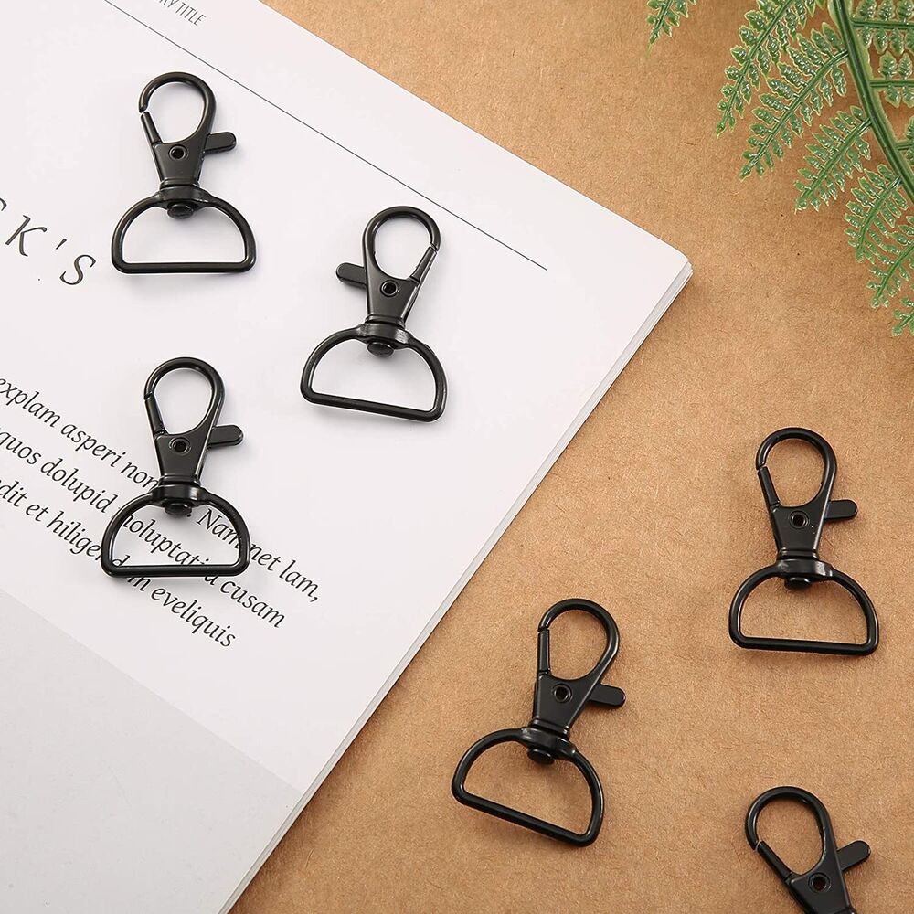 10 PCS 20mm Lobster Clasp Swivel Trigger Clip Keychain Snap Hook Key Ring Black