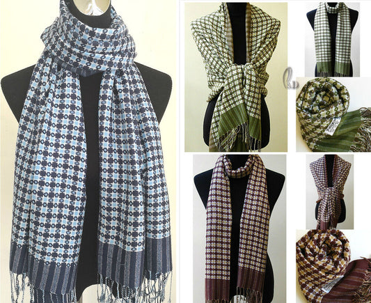 UNISEX'S PLAIDS JACQUARD SOFT PASHMINA WRAP SCARF/SHAWL SC084