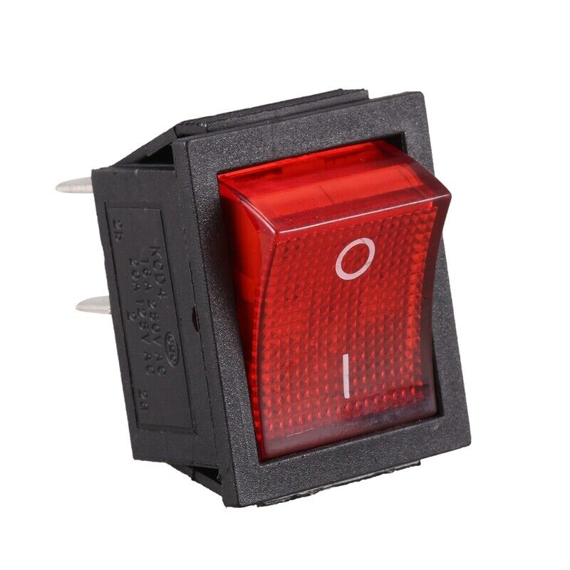 Red Light Illuminated 4 Pin DPST ON/OFF Snap in Rocker Switch 16A 20A 250V AC