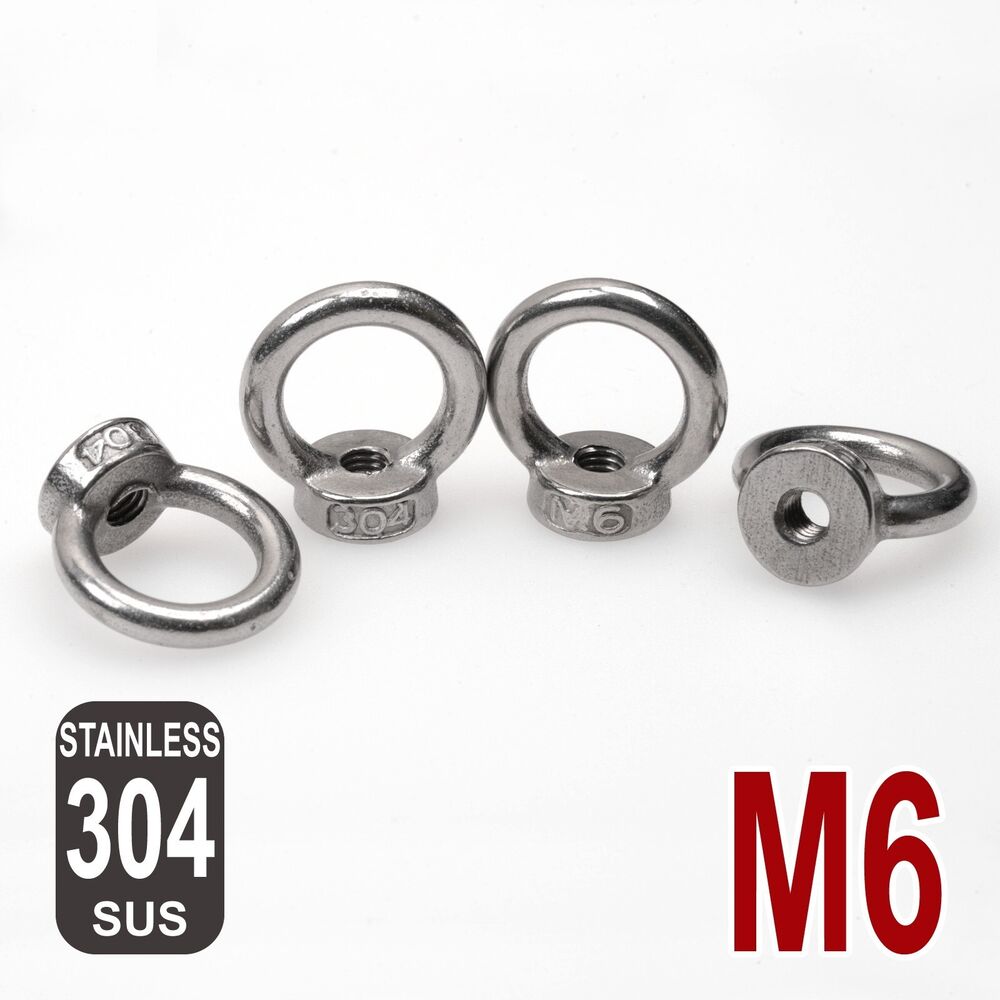 Ring Eye Nuts M6 304 Stainless Steel Lifting Coarse Threaded Bolts Screws 8X