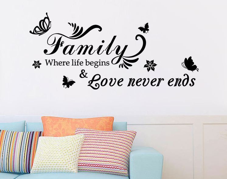 Wall Stickers Removable Family Love Never ends Living Room Decal Art Decor