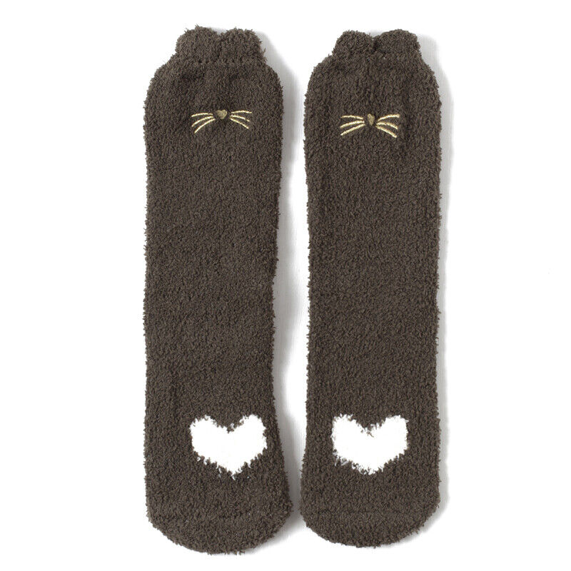 Winter Cat Claws Cute Thick Warm Sleep Floor Socks for Women Girl Home Indoor #T