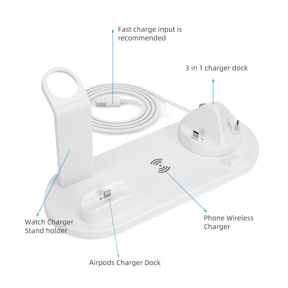 4 in 1 Wireless Charger Fast Charging Dock Stand For Iphone Samsung Phone