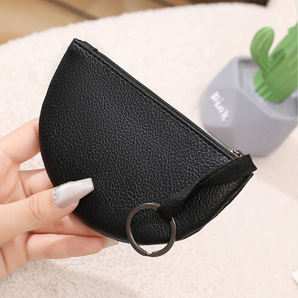 Coin Small Change Bag Card Wallet Pouch Zip Up Key Ring Leather Mini Purse Women