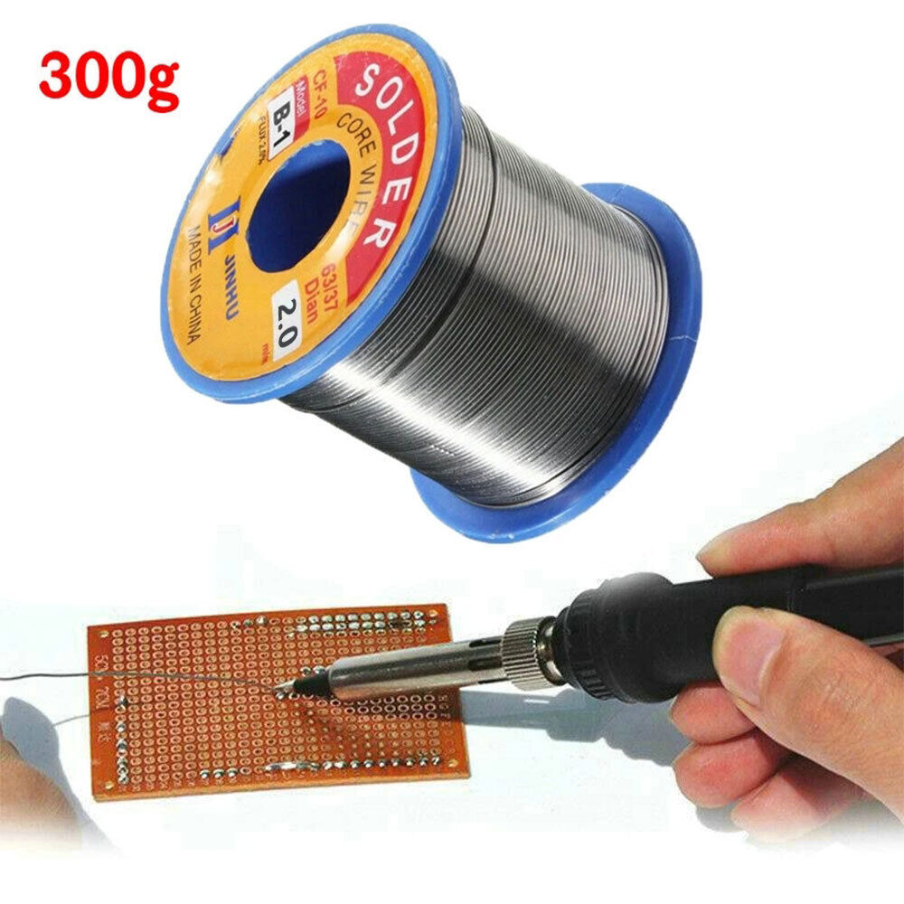 300g 1-2mm Tin Lead Wire Reel Soldering Solder Fluxed Core Electronics Lead Flux