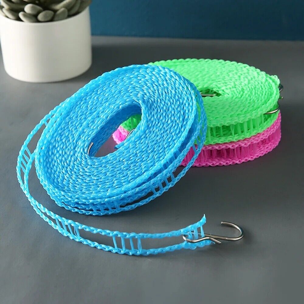 2x 5m Travel Clothes Line Nonslip Clothesline Rope Camping Washing Airer Outdoor