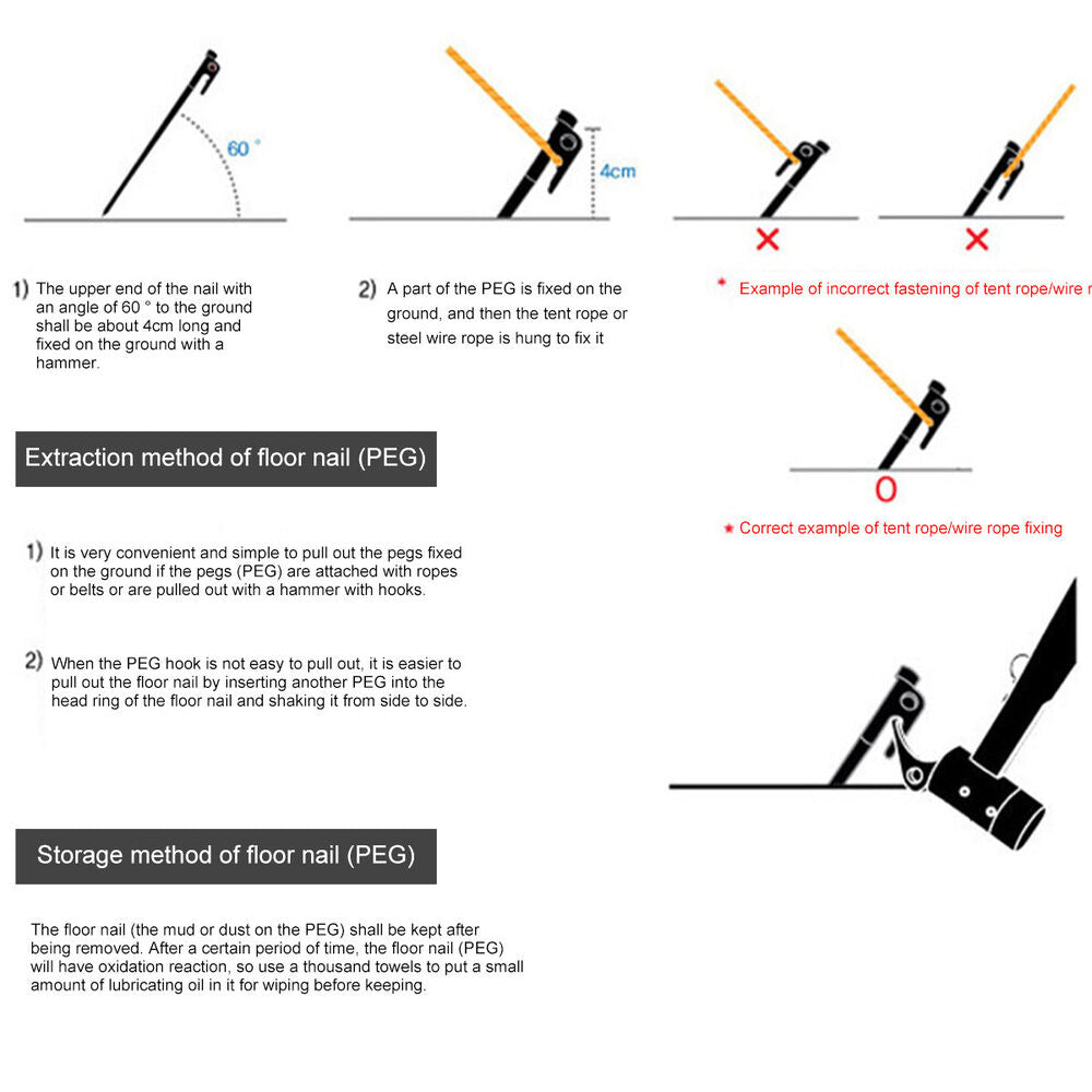 Heavy Duty Tent Pegs Steel Camping Hiking Outdoor Ground Stakes Metal Nail