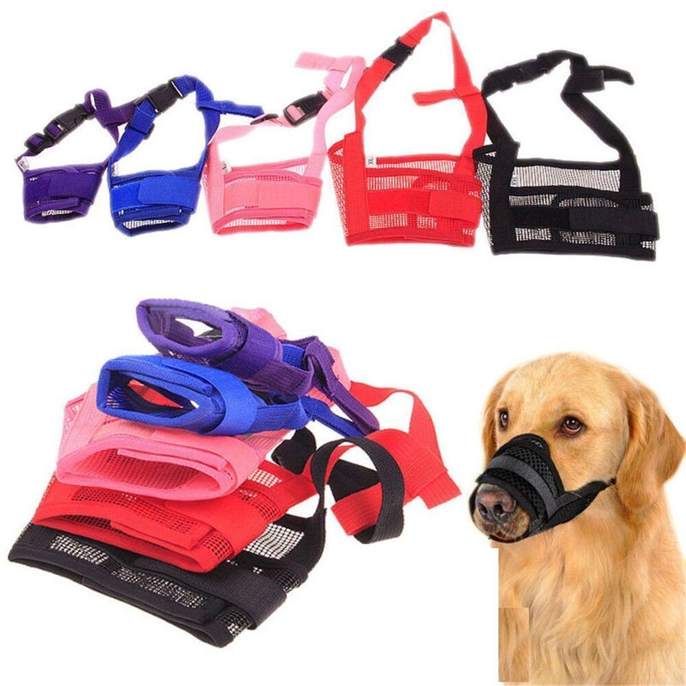 Pet Dog Adjustable Mask Bark Bite Mesh Mouth Muzzle Grooming Anti Stop Chewing