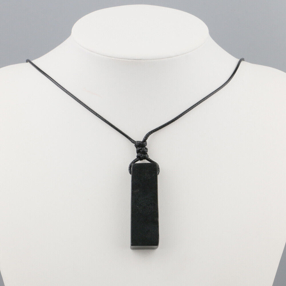 Shungite Pendant Rough Stick EMF Protection Rectangular Healing Stone Necklace