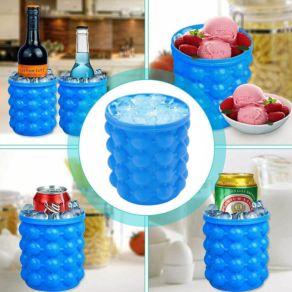 Silicone Ice Bucket Cube Maker Space Saving Revolutionary Drink Holder Picnic