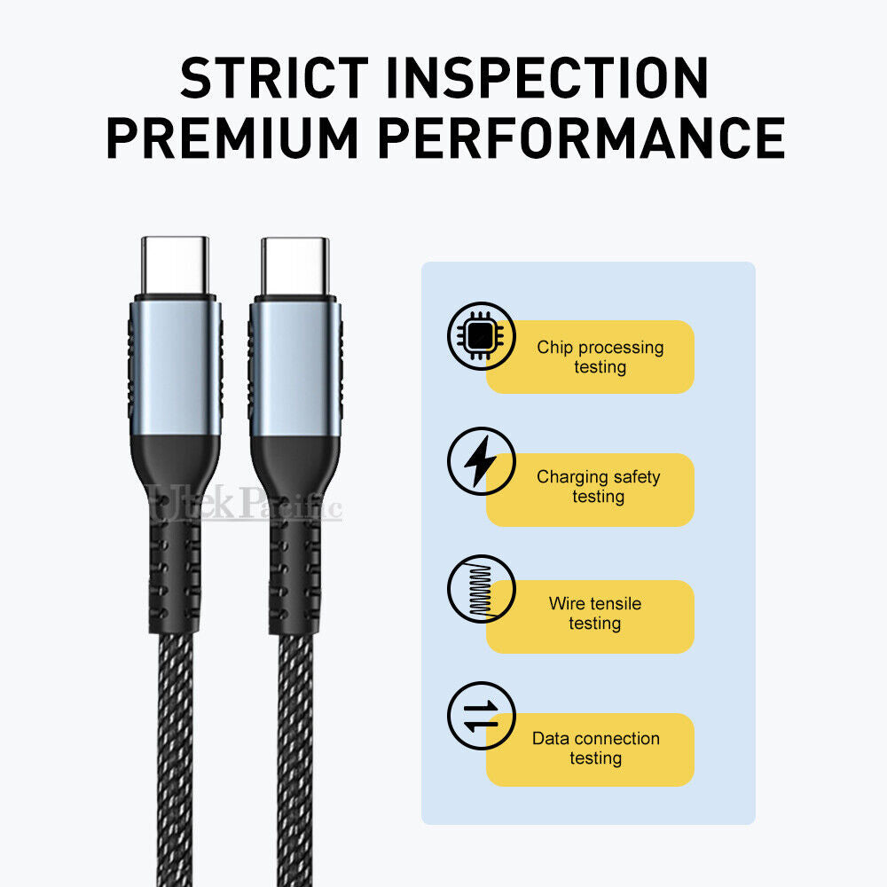 100W USB C Type C Charger Cable Fast Charge For Samsung S24 S23 S22 Huawei 2M 3M