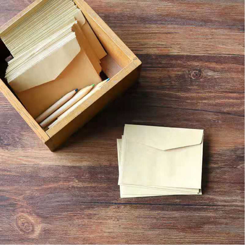 100PCS Mini Envelopes Small White Kraft Brown 82mm x 115mm Wedding RSVP Cards