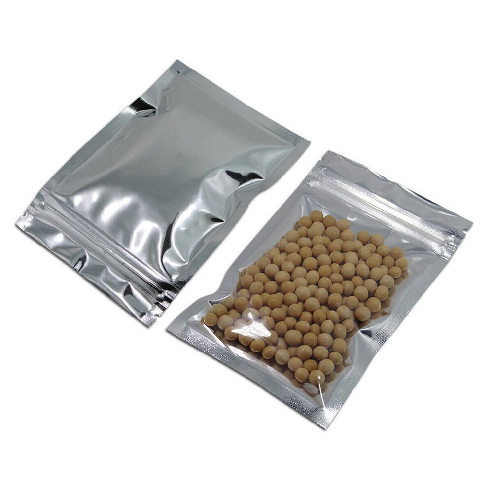 50 x Aluminum Foil Pouch Packing Bag Zip Seal Mylar Self Seal Sliver 100ml Pack of 50