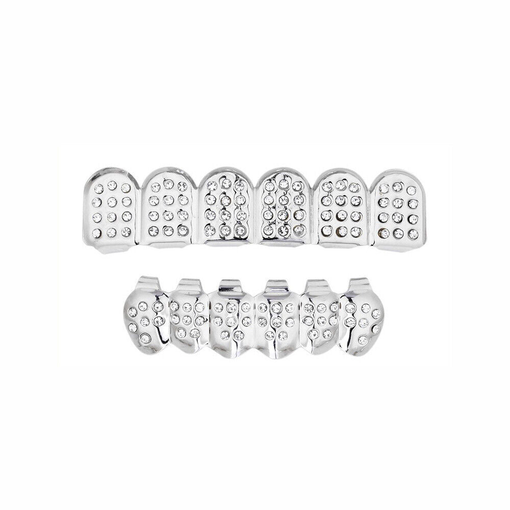 Gold Silver Plated Grillz Teeth Diamond Rhinestone Crystal Grill Hip Hop Rapper