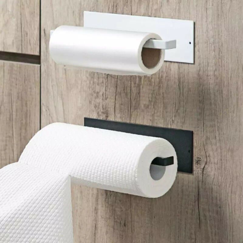 Kitchen Paper Towel Rack Toilet Roll Holder Wall Mount Tissue Self-Adhesive